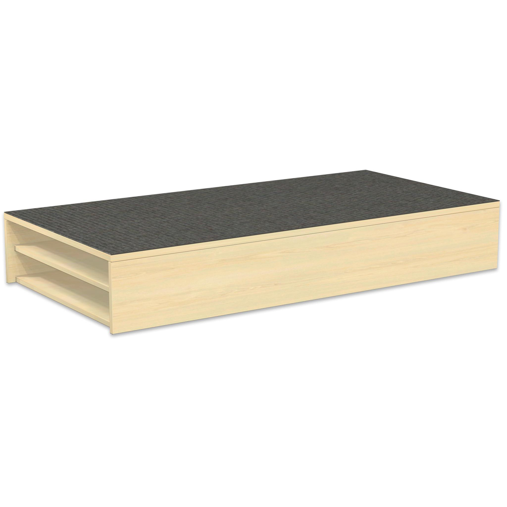 Podest - Rechteck  150x75cm, Höhe 24 cm, Birke hell, Teppich grau