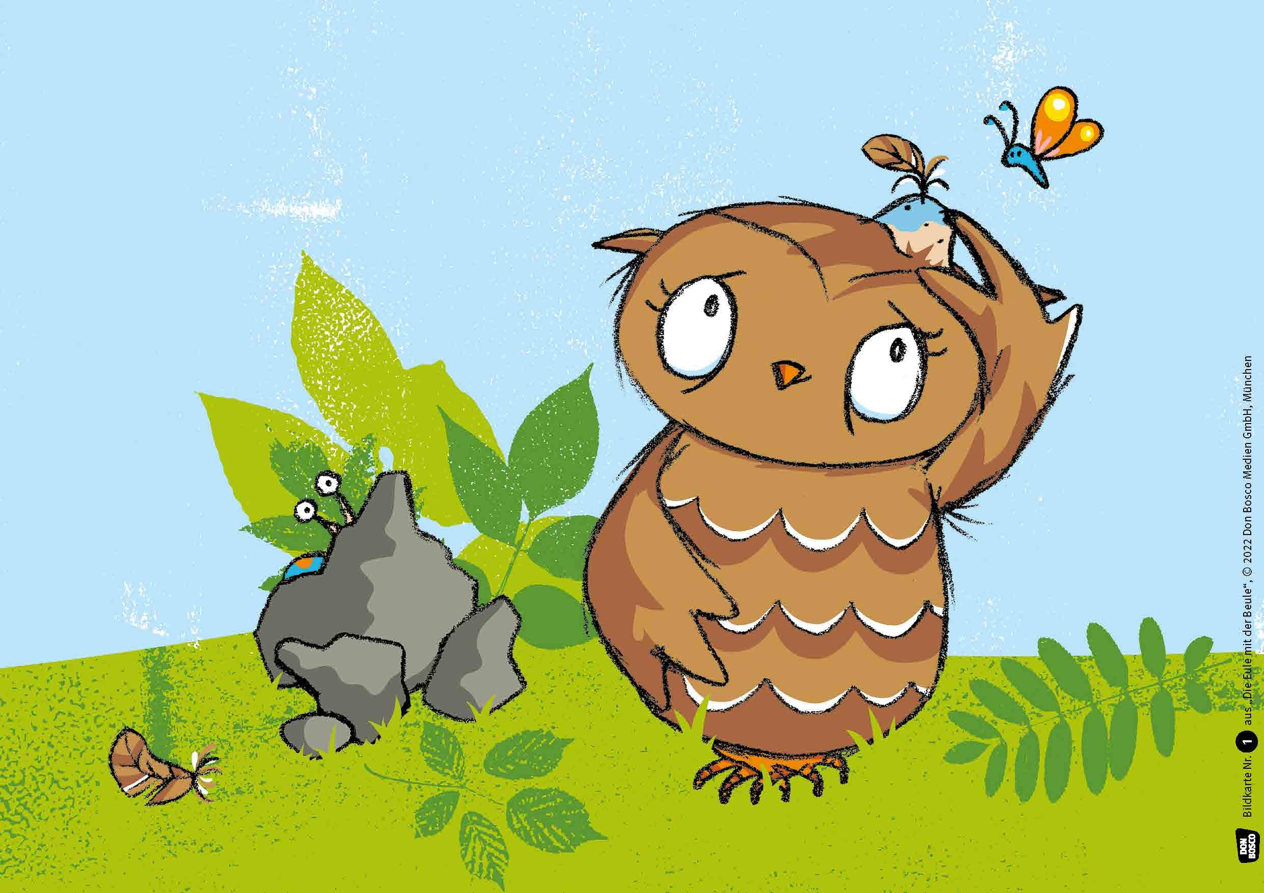 Kamishibai Bildkartenset - Die Eule mit der Beule, 1-4 Jahre