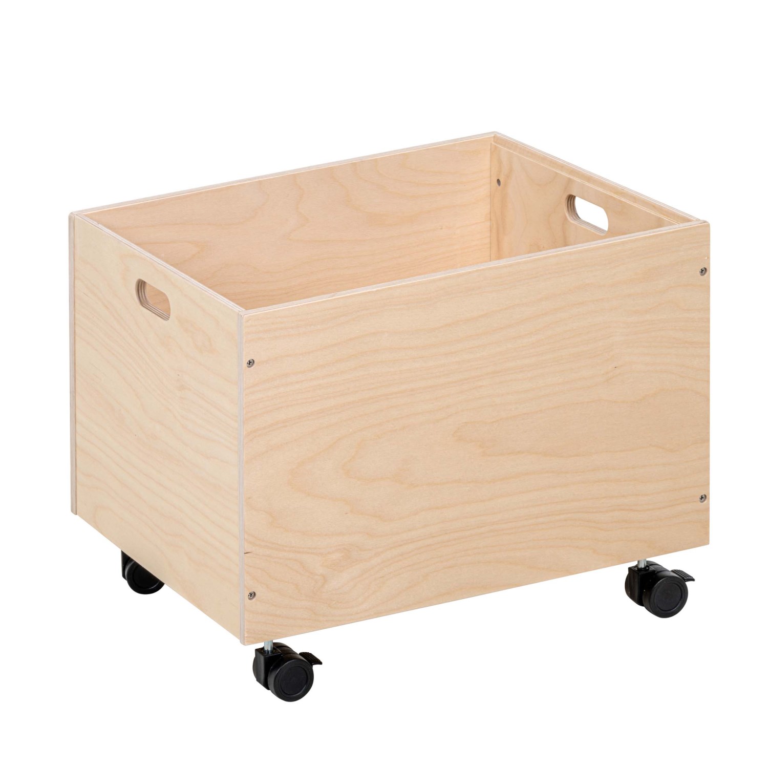 Aufbewahrungsbox groß aus Holz, 39 x 46 x 38 cm, mit Rollen