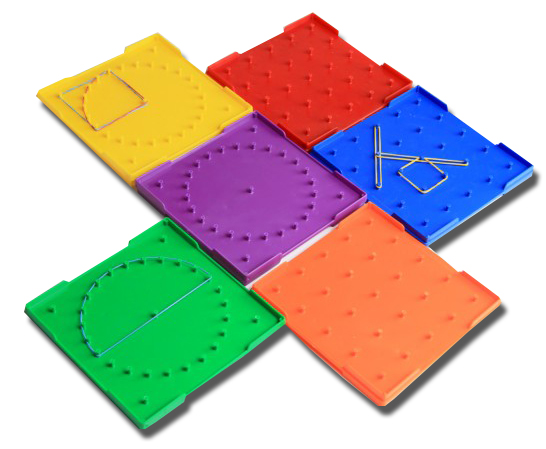 Geobrett 5x5 doppelseitig 15 cm, 6 Stück, Kreis und Quadrat