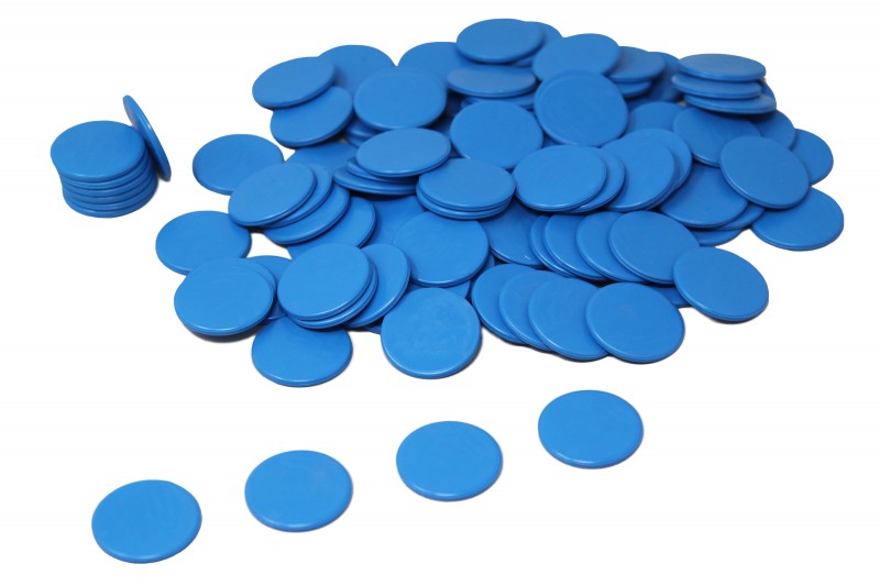 Spielchips blau, 100 Stück aus RE-Plastic