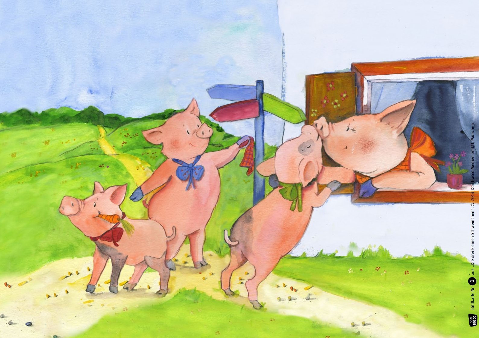 Kamishibai Bildkartenset - Die drei kleinen Schweinchen, ab 2 Jahren