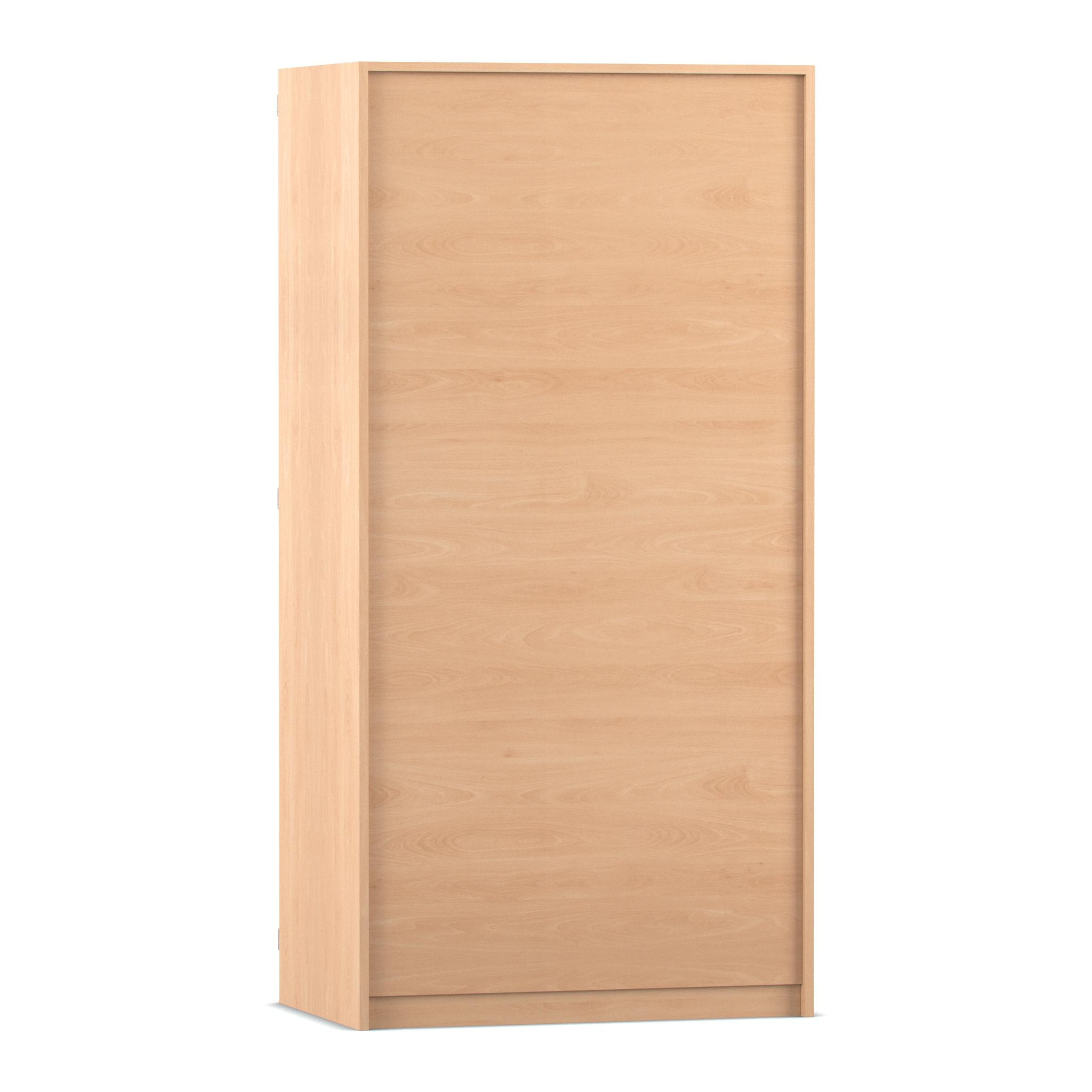 Flexeo® Garagenschrank PRO, Buche hell, 2 Rollcontainer, 12 kleine Boxen bunt, 3 Fächer, HxBxT: 190 x 94,4 x 60 cm