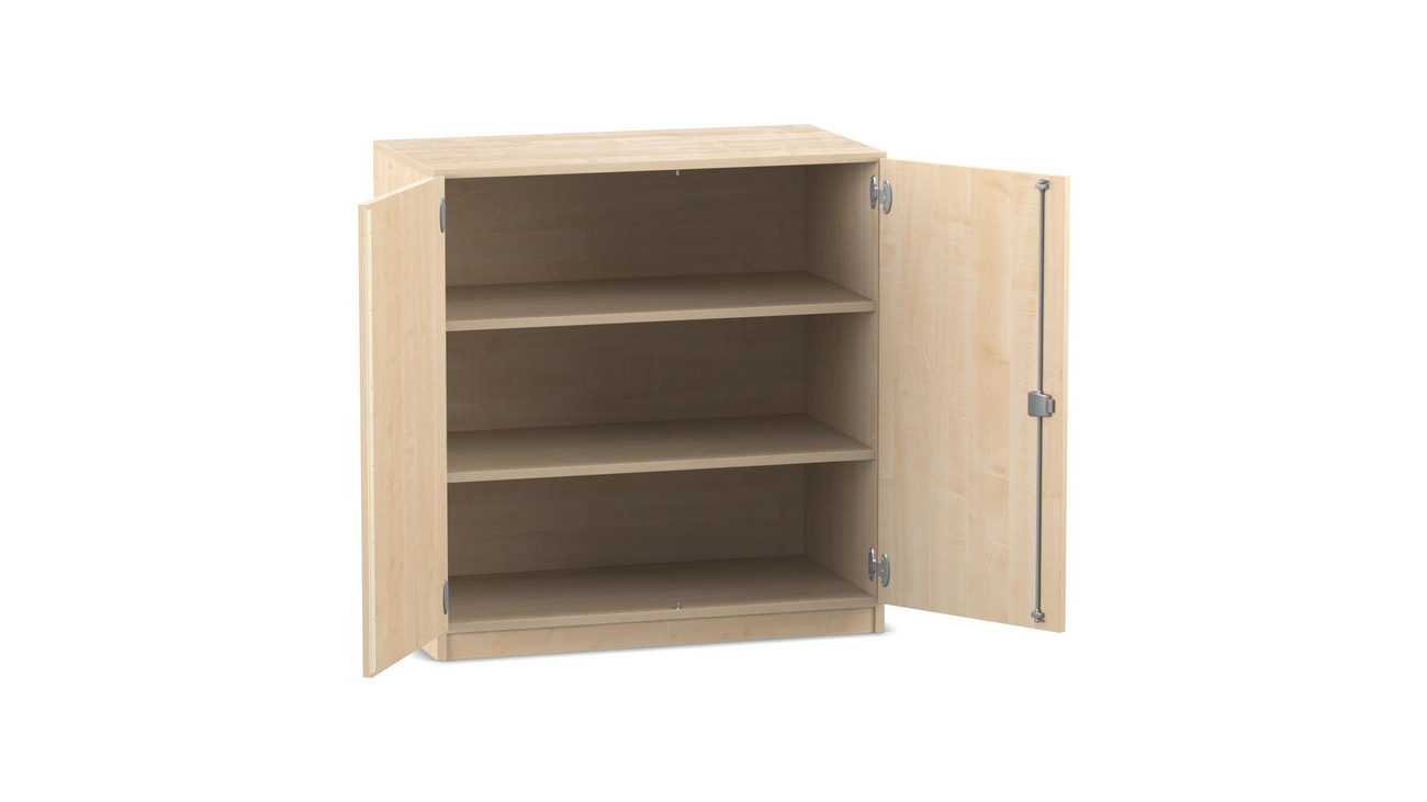 Flexeo® Unterschrank Ahorn honig, 99,1x94,4x60 cm, 3 Fächer, Schließart Schloss