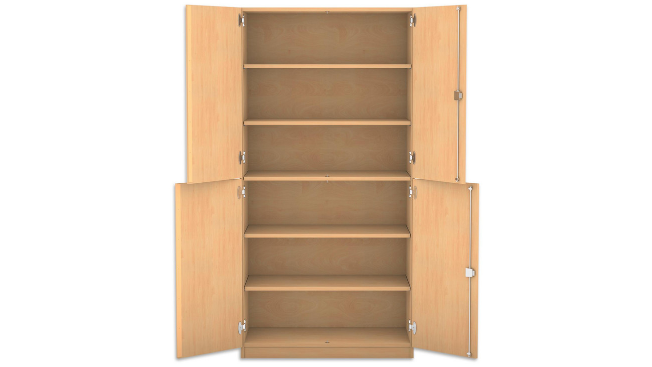Flexeo® Schrank weiß, 4 Halbtüren, 6 Fächer, HxBxT 190x94,4x40 cm, Schloss