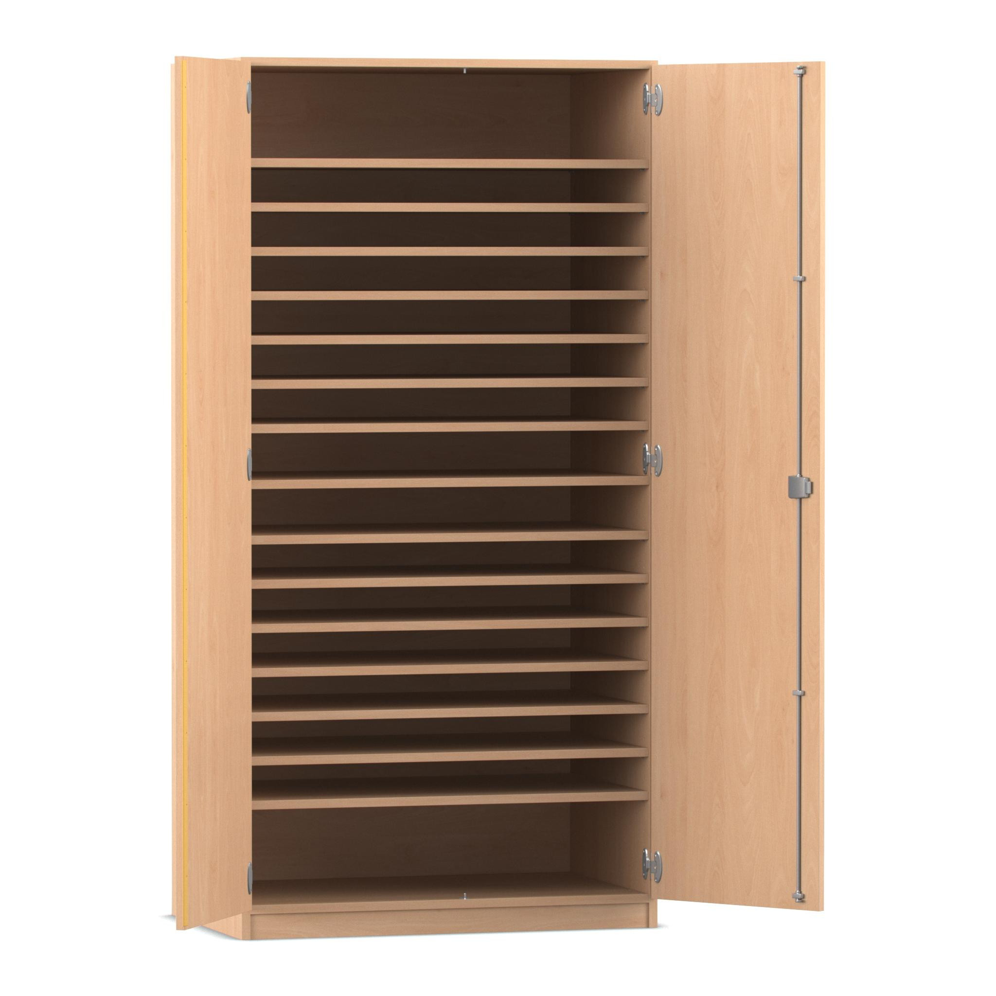 Flexeo Papierschrank Lars, Buche hell, 15 Fachböden, Bogengriff mit Schloss, H x B x T: 190 x 94,4 x 60 cm