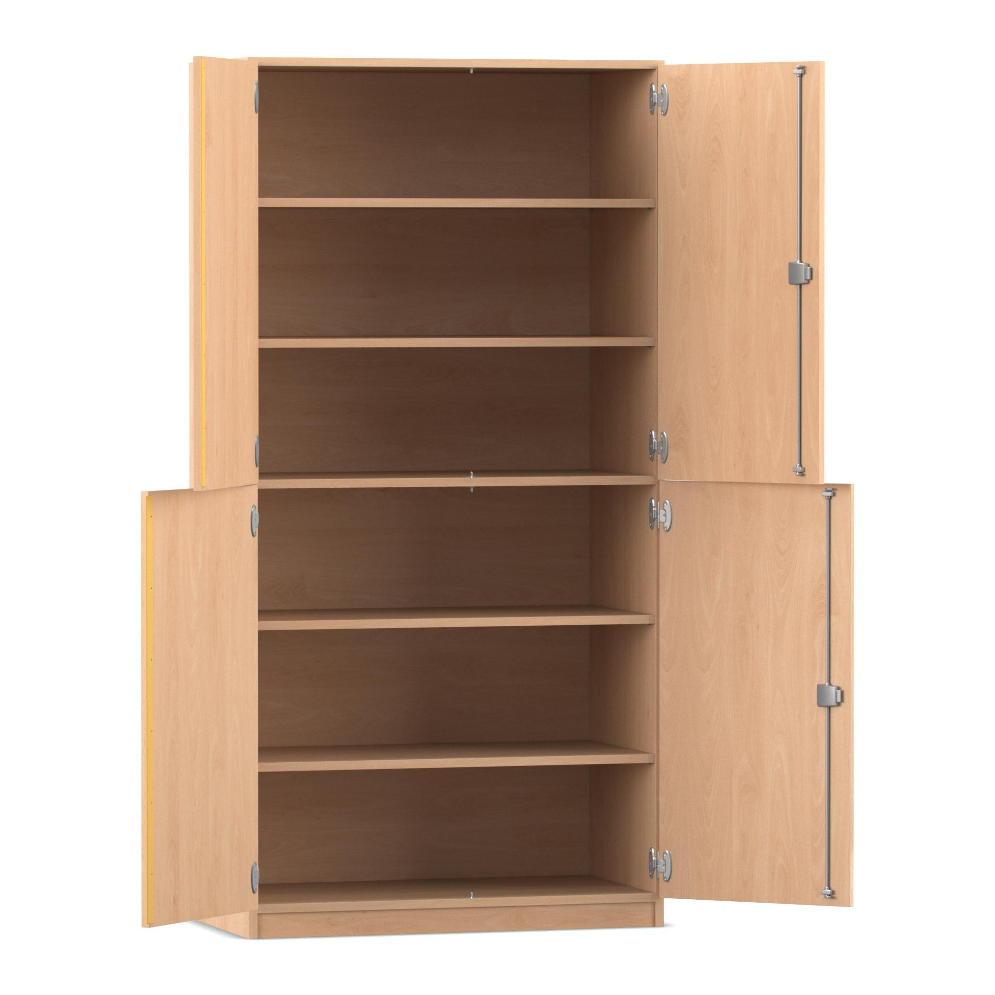 Flexeo® Schrank Buche hell, 4 Halbtüren, 6 Fächer, HxBxT 190x94,4x50 cm, Dreholive