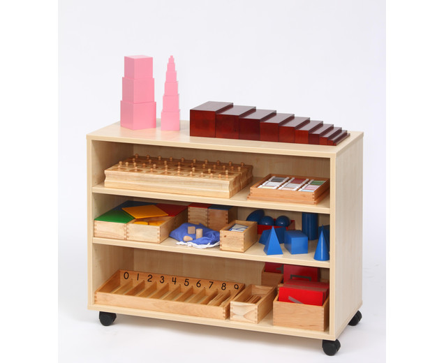 Montessori-Wagen, fahrbares Regal mit Sinnesmaterial, ab 3 Jahre