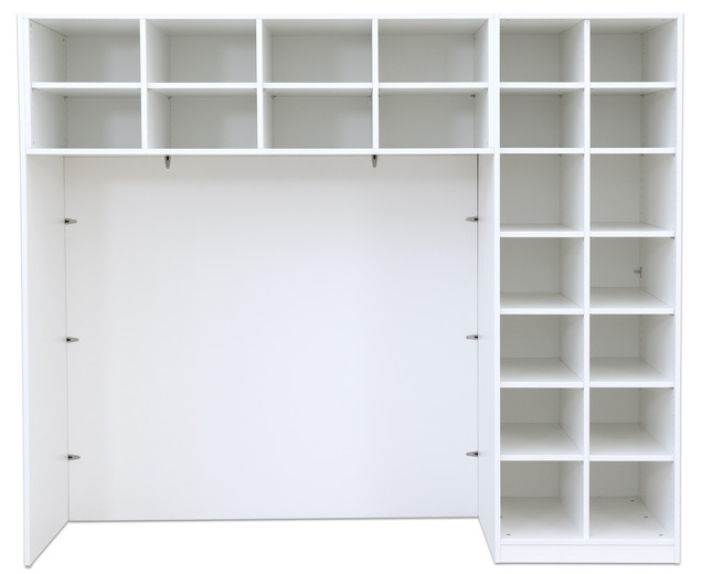 Flexeo Bettzeugschrank für Liegen, 190 x 226 x 68 cm, Dekor Buche hell