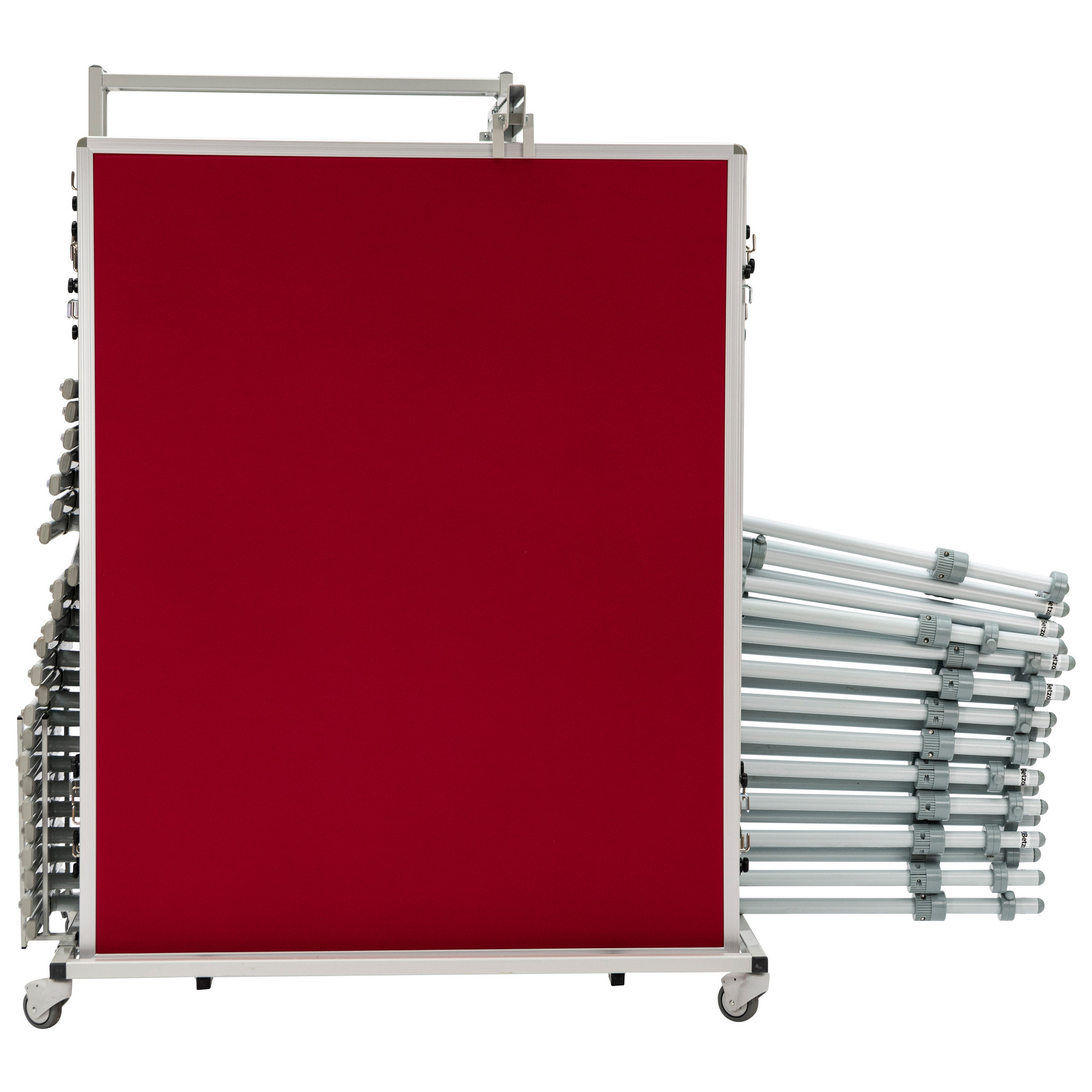 Stelltafel-Set Unicolor mit Wagen, 24 Stativen, 20 Tafeln rot