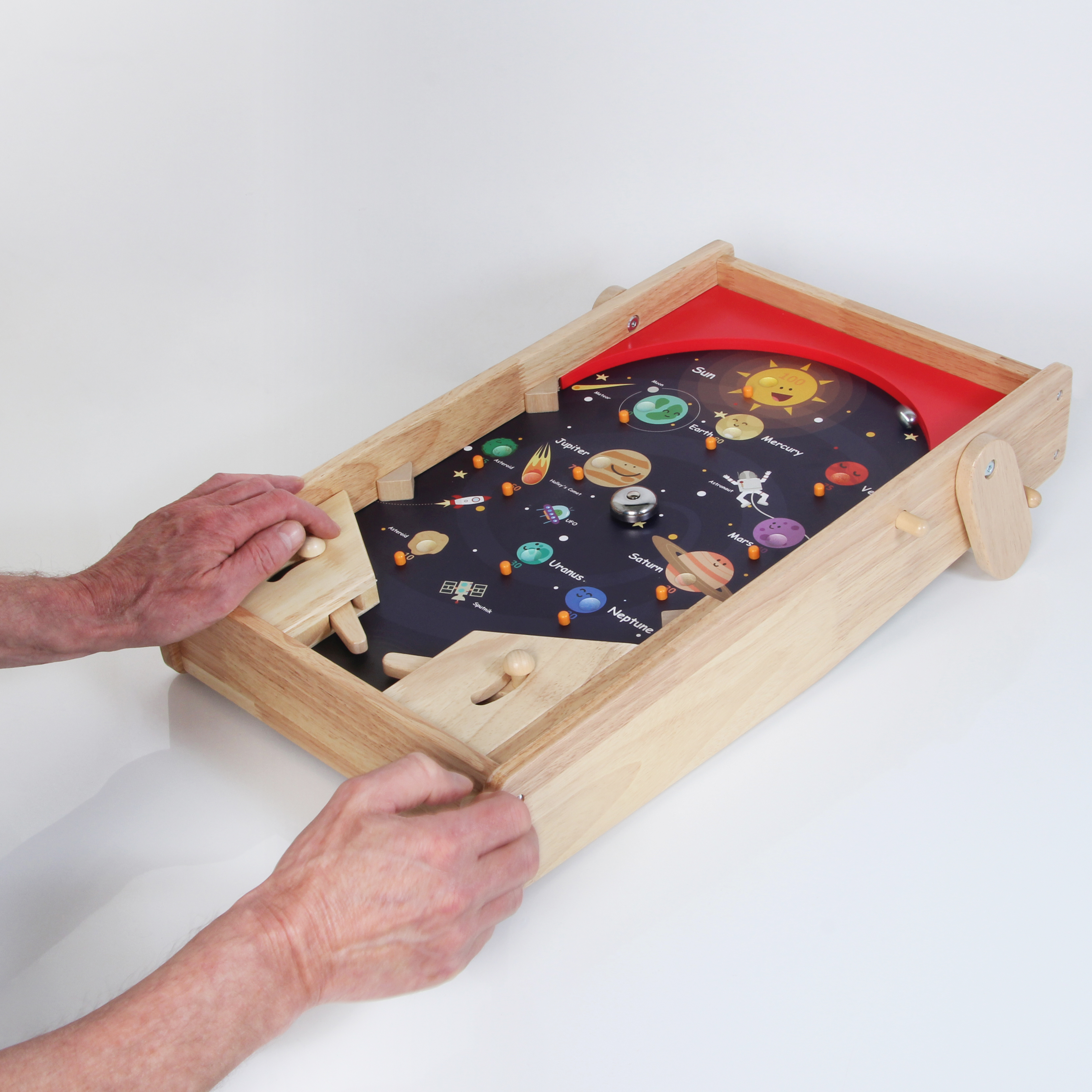 2 in 1 Fußball- und Weltall-Flipper, 53 x 30 cm, aus Holz, PINTOY