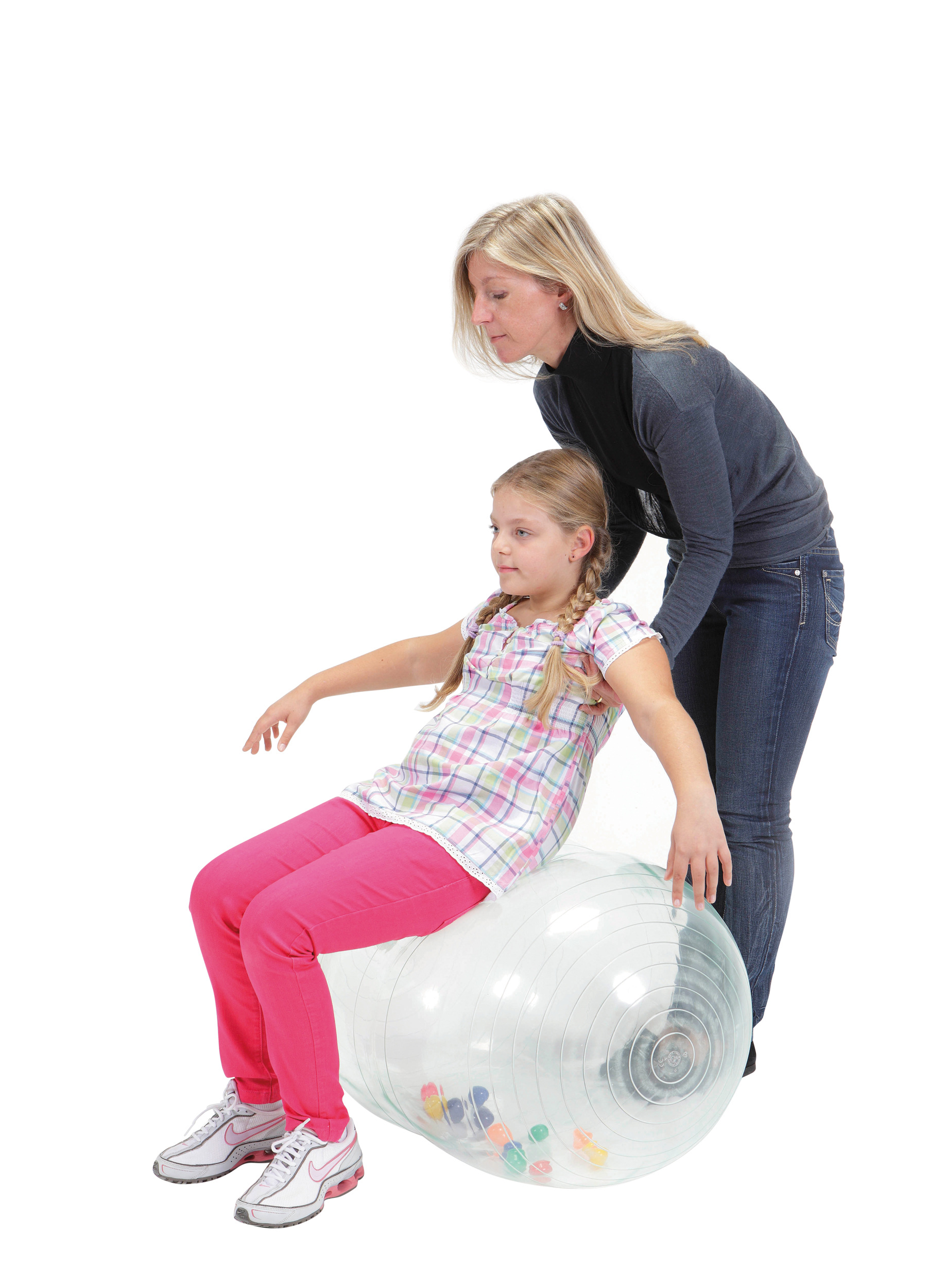 Gymnic Physio Activity Roll Ø 55 cm, 90 cm lang, transparent mit bunten Bällen
