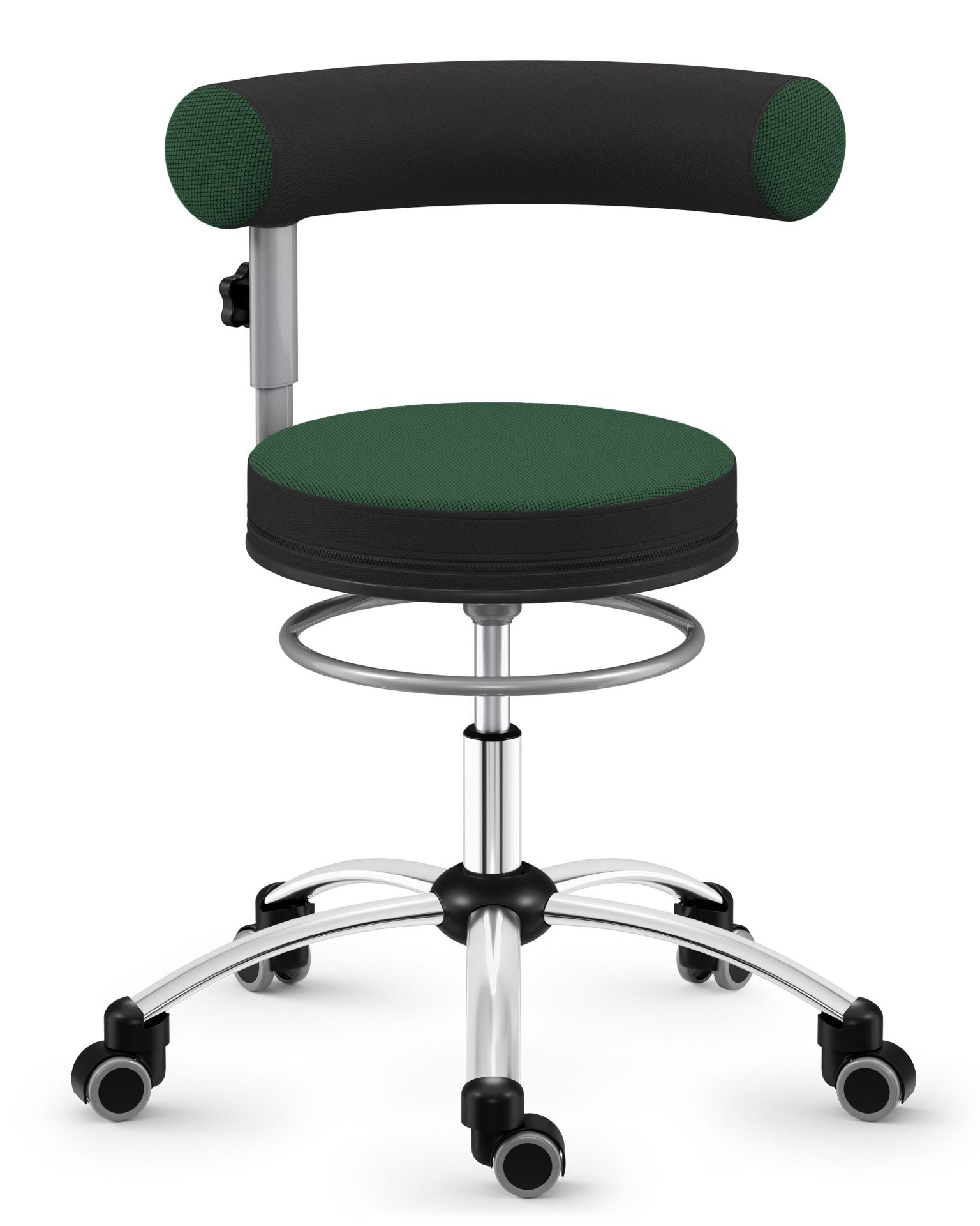 Sanus Gesundheitsstuhl 46-54 cm mit höhenverstellbarer Lehne, Stoff grün/schwarz, mit Rollstopp