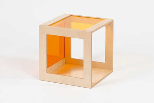 Würfel mit Acrylglas gelb
