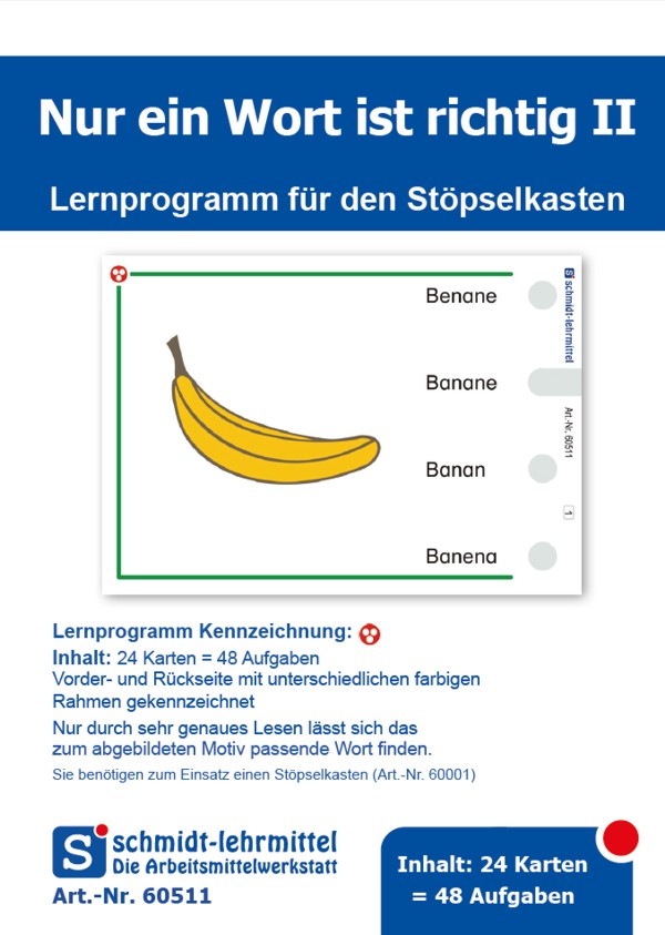 Stöpselkarten 'Nur ein Wort ist richtig II' Klasse 1