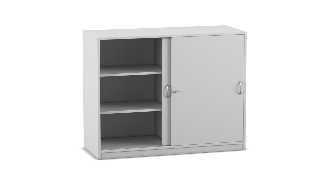Flexeo® Schiebetürenschrank, Dekor grau mit 6 Fächern, HxBxT 99,1 x 126,4 x 48 cm