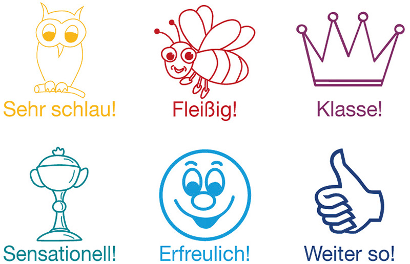 Lob-Stempel, 6 Stück, 3-10 Jahre