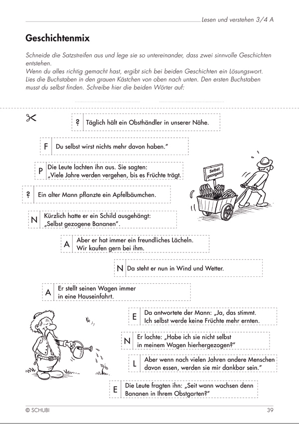 Lesen und verstehen, Aufgaben für das Leseverstehen A, 3.-4. Klasse