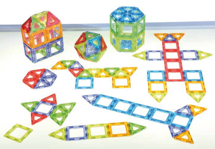 Translucent Magnetic Polydron, lichtdurchlässiges magnetisches Klassen-Set, 128 Teile