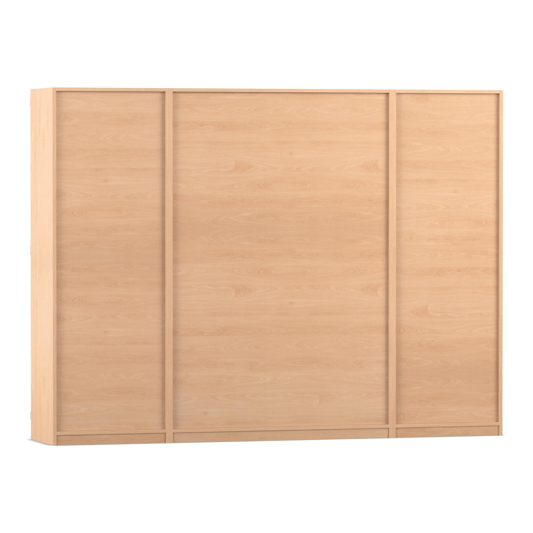 Flexeo® Systemschrankwand Mars, Buche hell, 32 kleine Boxen grün, 16 Fächer, HxBxT: 190 x 254,6 x 50 cm, Dreholive