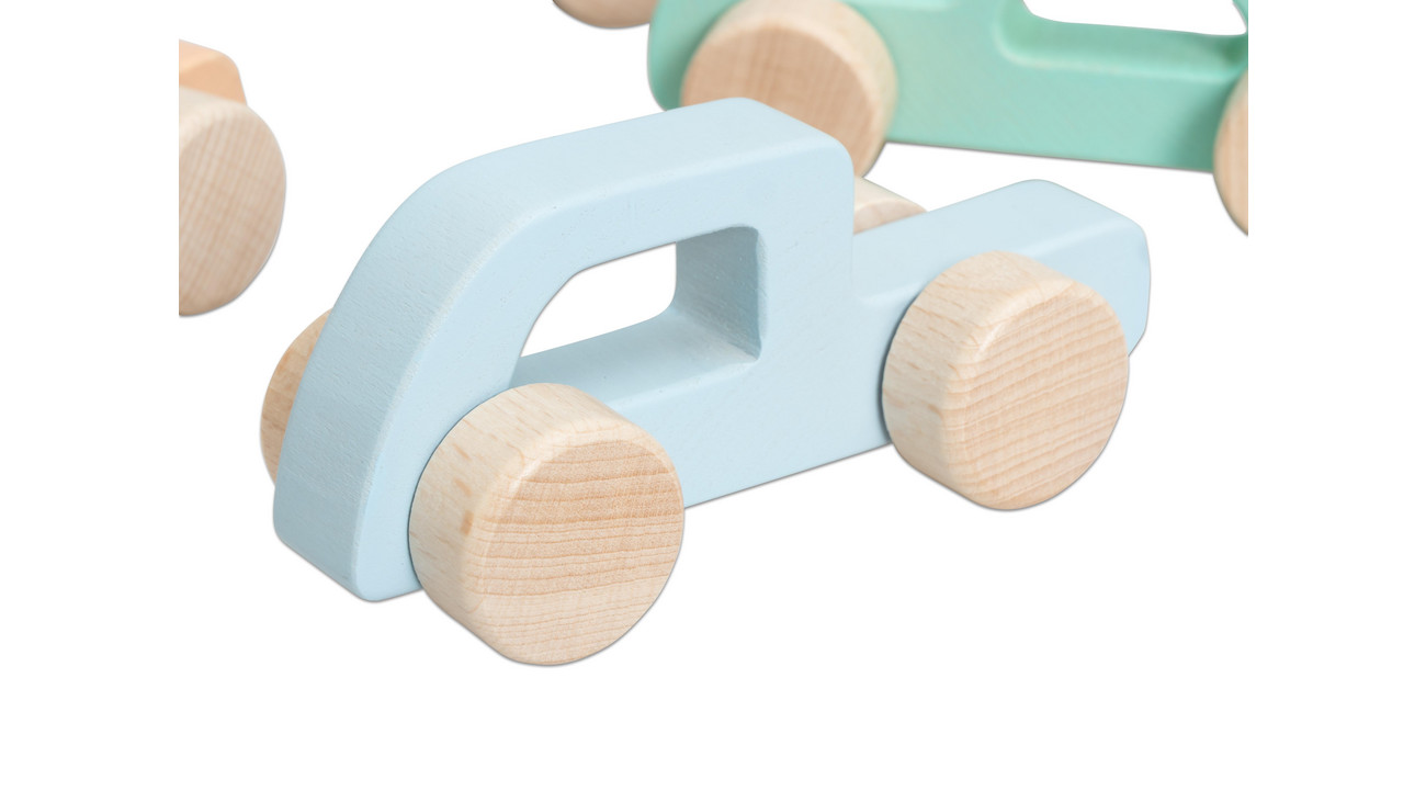Betzold Holz Schiebeautos natur, 6er Set
