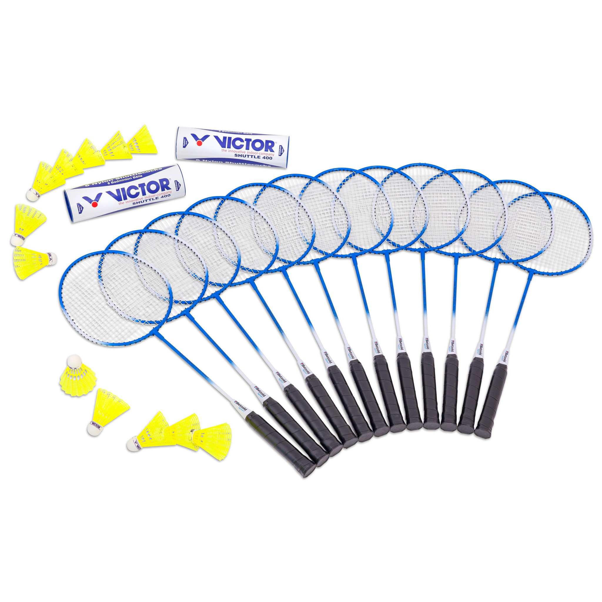 Badminton Schulset Plus, 12 Schläger, 12 Bälle