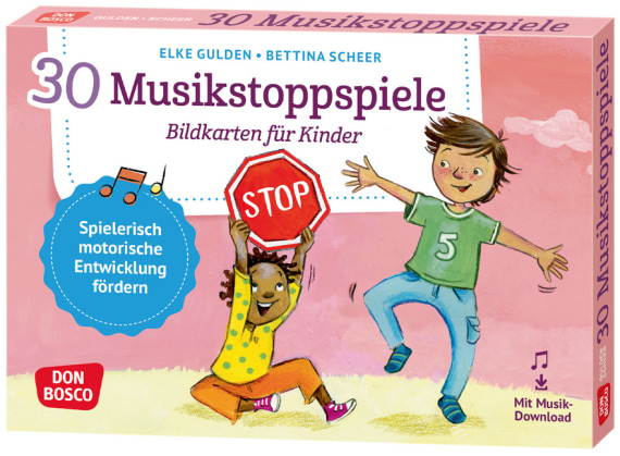 30 Musikstoppspiele, Karten, 3-8 Jahre