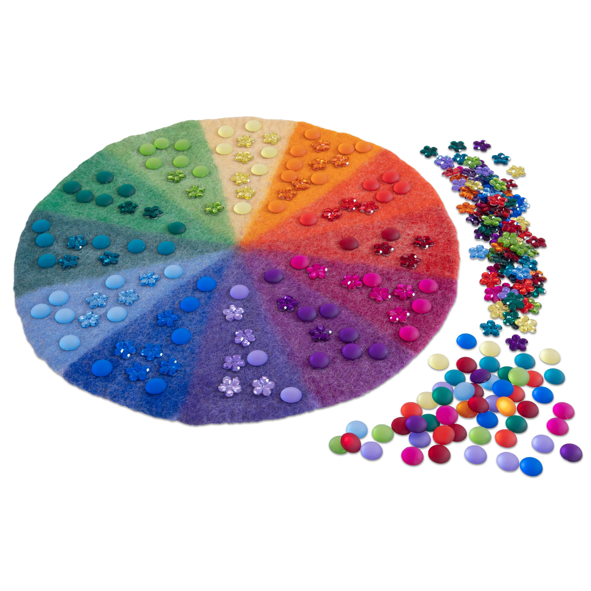Regenbogen-Filzmatte mit Funkelsteinen, 241 Teile