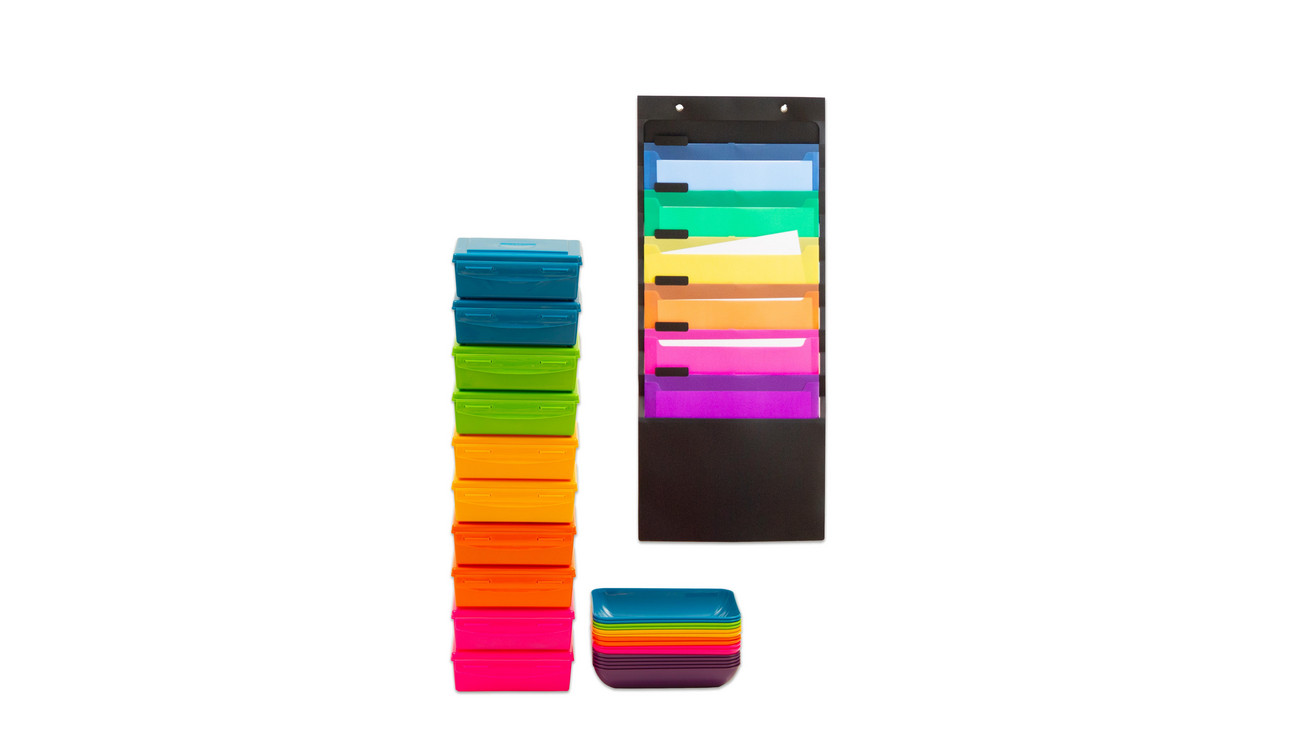 Lernstation-Set mit Ordnungsmappe, Materialboxen