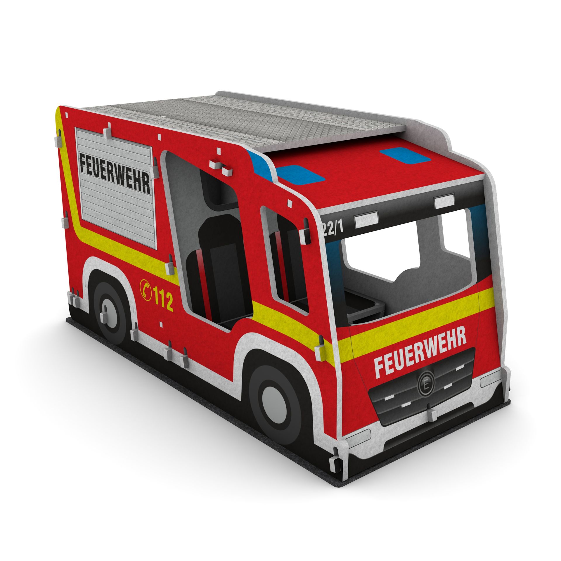 Schallschutz Spielhaus Feuerwehrauto, B1-zertifiziert, 100 x 111 x 205 cm