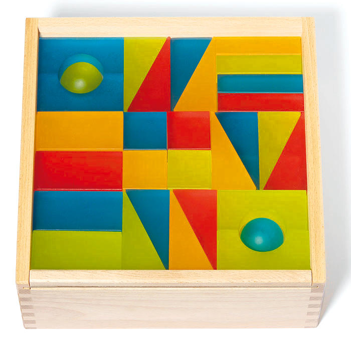 Lumi-Lichtbausteine 2 kräftige Farben i. Holzk.