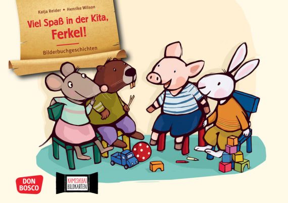 Viel Spaß in der Kita, Ferkel! Kamishibai Bildkartenset, 1-4 Jahre