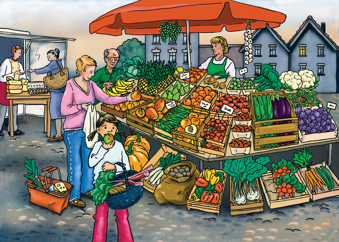 Vocabular Wortschatz-Bilder - Obst, Gemüse, Lebensmittel, Kopiervorlage, 3-99 Jahre