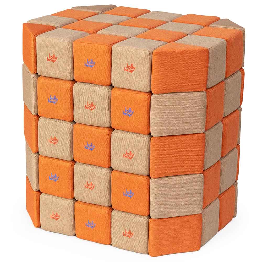 Jolly Heap Set BASIC hellbraun-orange, Riesen-Magnetbausteine