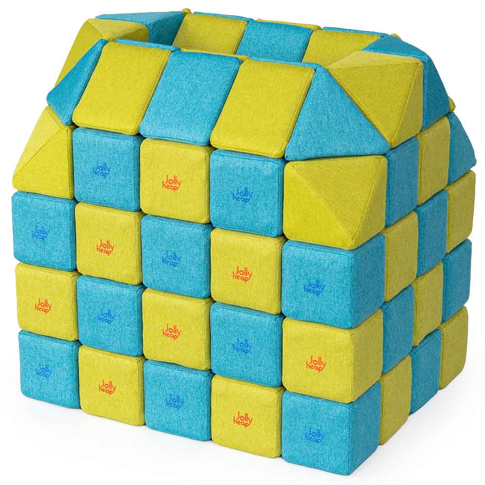 Jolly Heap Set CREATIVE gelb-hellblau, Riesen-Magnetbaussteine
