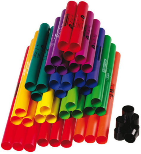 Boomwhackers®, Klassensatz, Set mit 39 Röhren, inkl. 8 Octavator-Caps