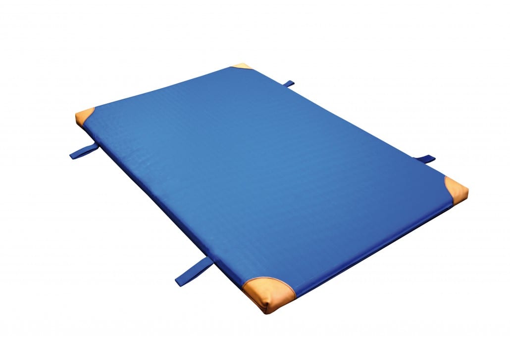 WEBO-Gerät-Turnmatte BLAU Lederecken/Trageschlaufen, 150 x 100 x 6 cm