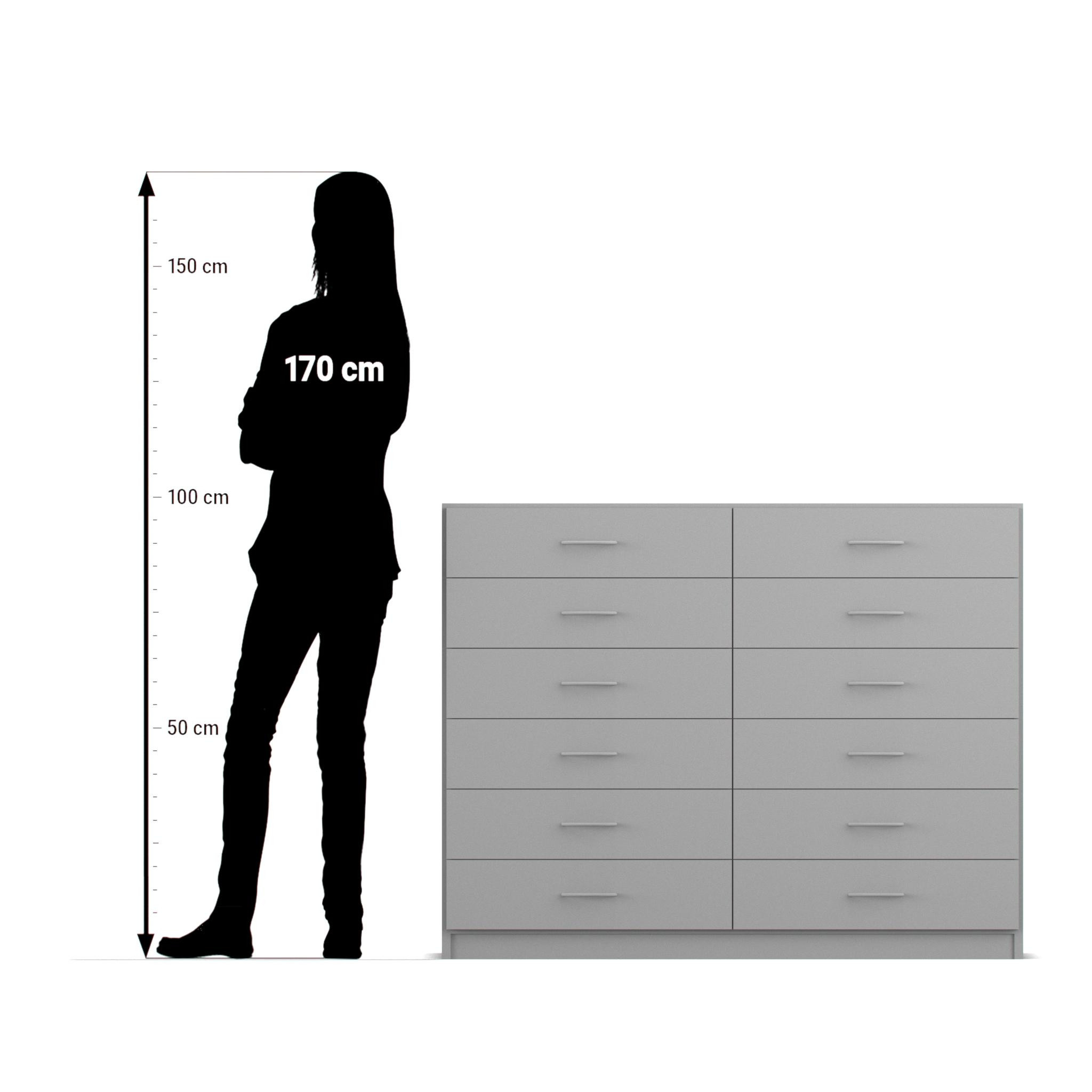 Flexeo Schrank mit 12 kleinen Schubladen, Buche hell, HxBxT: 99,1 x 126,4 x 50 cm