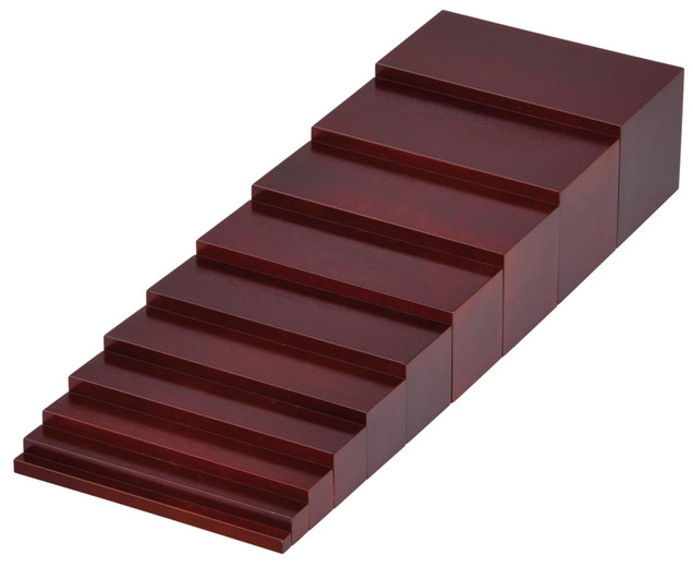 Braune Treppe, 10 hölzerne Prismen, ab 3 Jahre