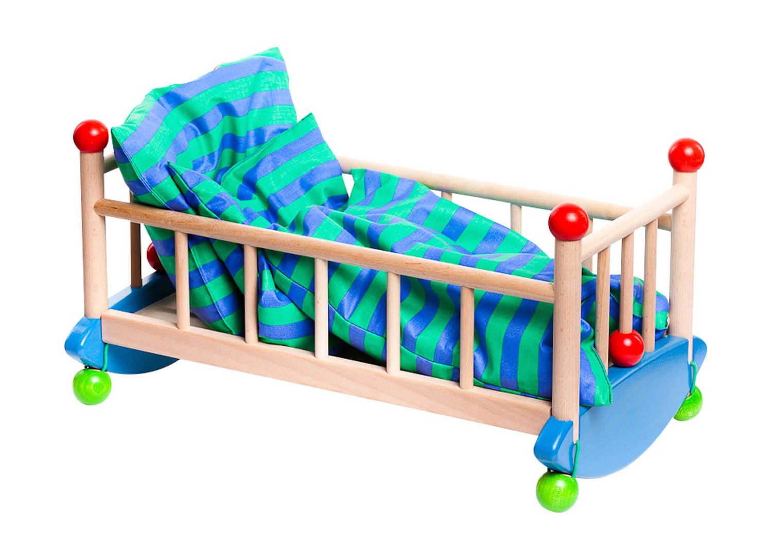 Puppenwiege mit Kissen und Decke, ab 12 Monate