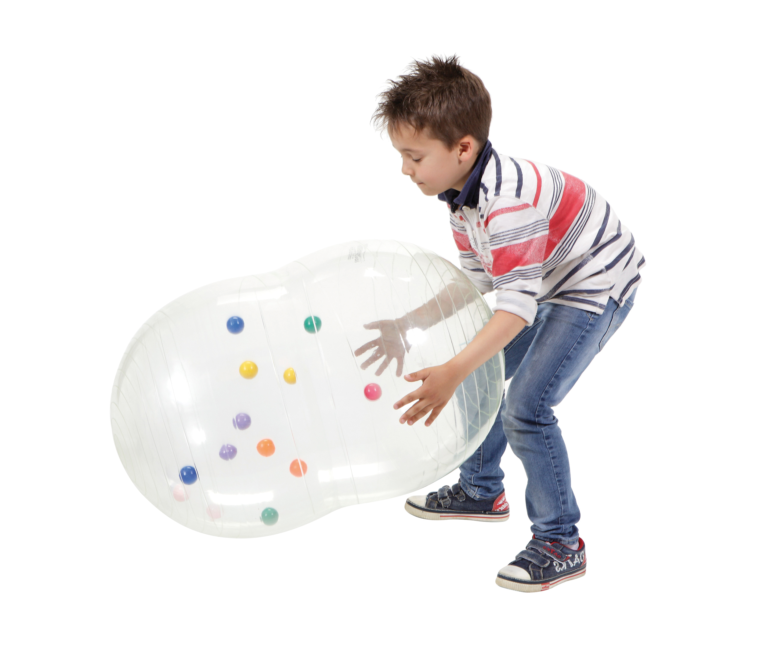 Gymnic Physio Activity Roll Ø 55 cm, 90 cm lang, transparent mit bunten Bällen