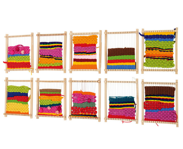 Set mit 10 kleinen Webrahmen, 16,5 x 22 cm, ab 3 Jahre