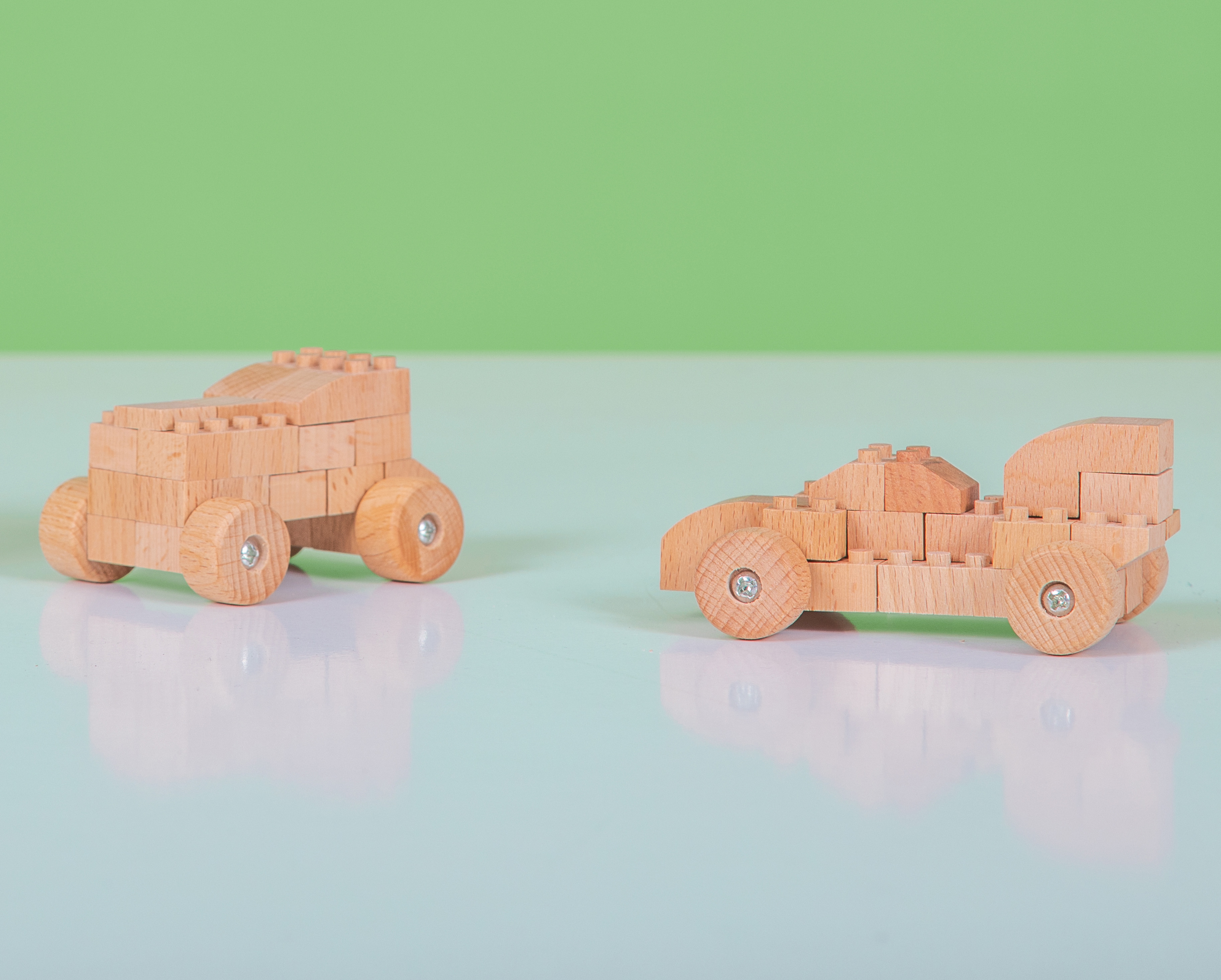 FabBrix Holzbausteine aus Buchenholz 300er-Set im Leinensäckchen