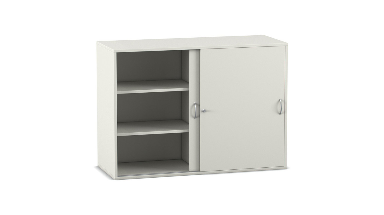Flexeo Aufsatzschrank weiß, Schiebetüren, 4 Fachböden, HxBxT: 90,9 x 126,4 x 38 cm