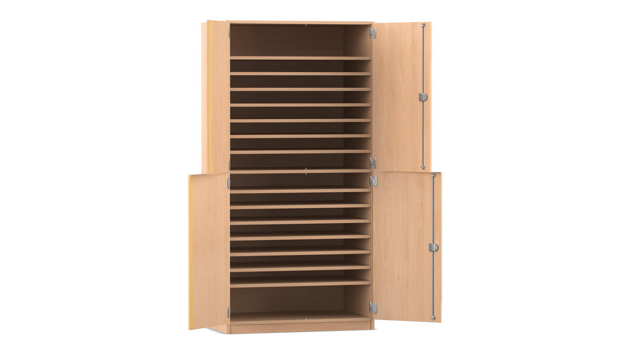 Flexeo® Bastelschrank Jana, Buche hell, 16 Fächer, HxBxT: 190x94,4x60 cm, Dreholive