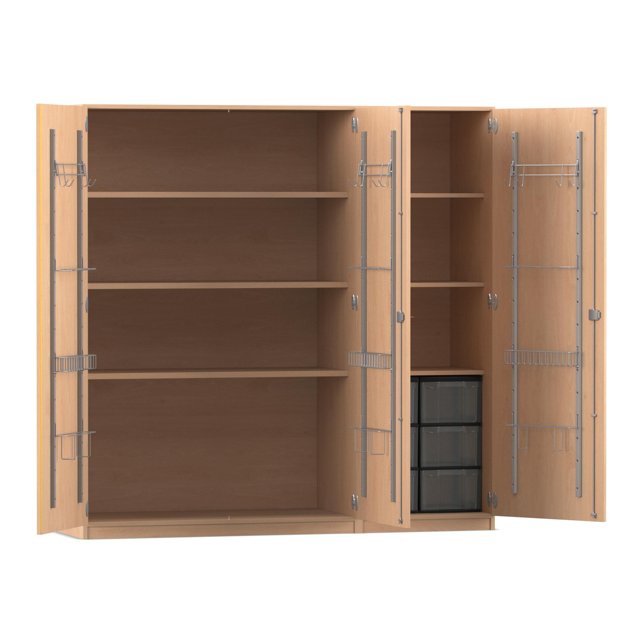Flexeo Musikschrank Buche hell, HxBxT: 190 x 190,5 x 60 cm, 6 große Boxen transparent, Bogengriff mit Schloss