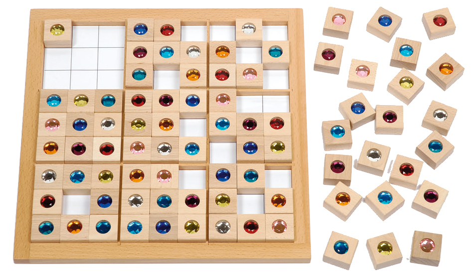 Juwelen-Sudoky 9 x 9, Logikspiel mit Farben, ab 4 Jahre