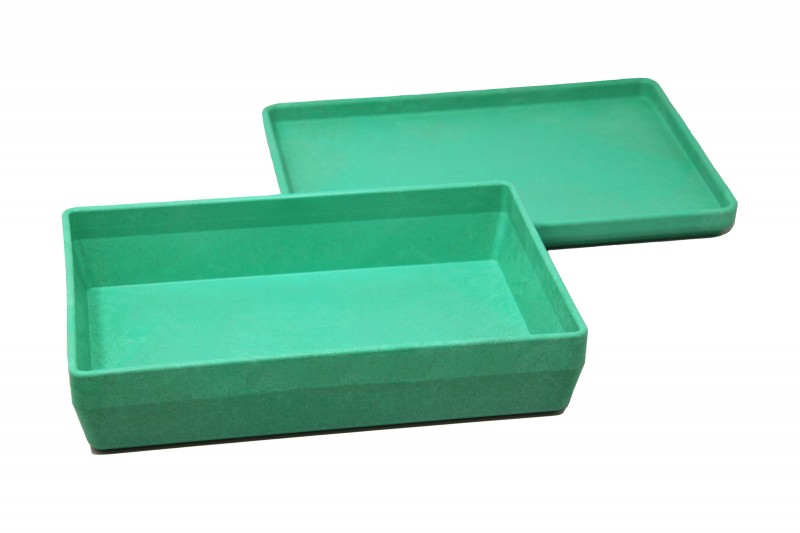 RE-Wood® Box mit Deckel 25 x 18 x 6 cm - 1,5 l, grün
