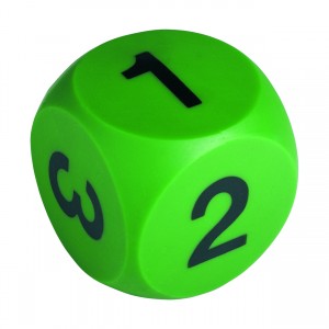 Ziffernwürfel groß, 10 cm, 1-6, grün
