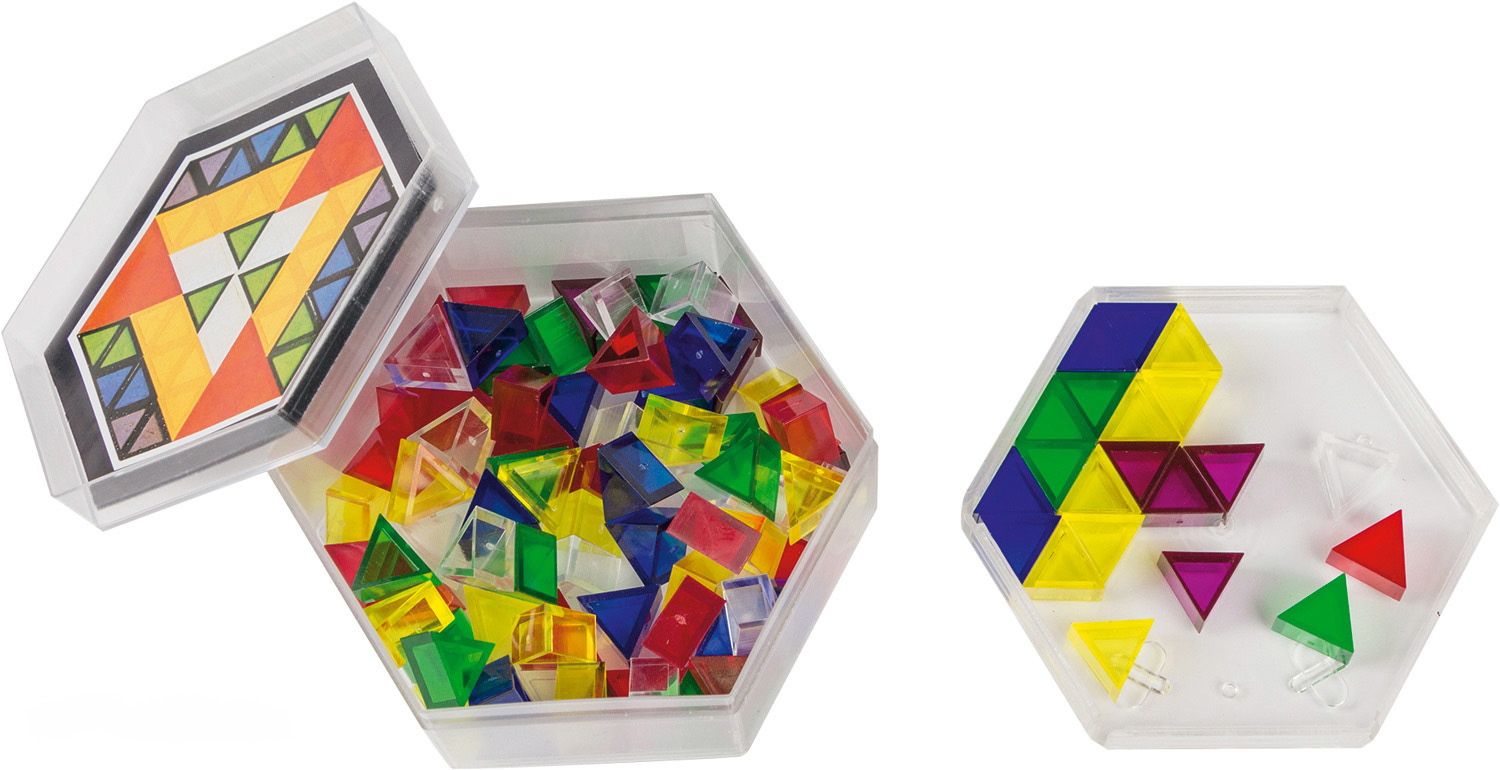 Prismo transparent in Geschenkdose, 100 Dreiecke inkl. Rahmen und Vorlagen
